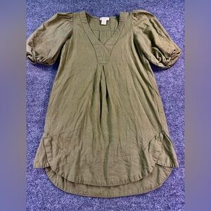 Cynthia Rowley Linen Blend Puff Sleeve Dress with side pockets Powder Blue - XS